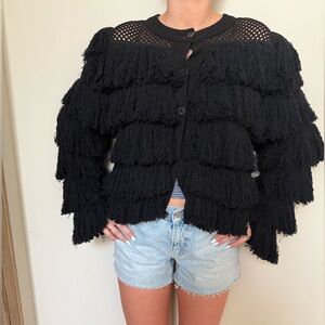 Black Fringe Women's Sweater